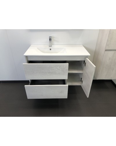 Тумба с раковиной Comforty Бремен 90 00004142375 подвесная Дуб белый