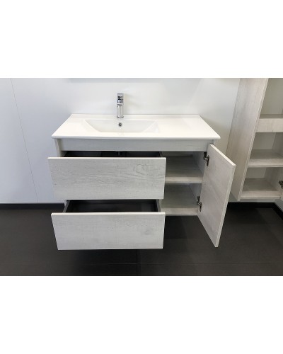 Тумба с раковиной Comforty Бремен 90 00004142375 подвесная Дуб белый