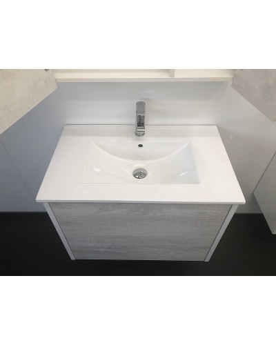 Тумба с раковиной Comforty Женева 75 00004137097 подвесная Дуб белый