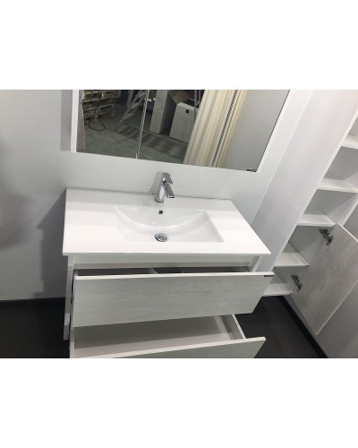 Тумба с раковиной Comforty Женева 90 00004137133 подвесная Дуб белый