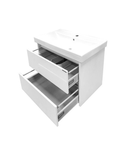 Тумба с раковиной Comforty Дублин 75 00004137103 подвесная Белый глянец