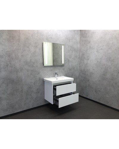 Тумба с раковиной Comforty Дублин 75 00004137103 подвесная Белый глянец