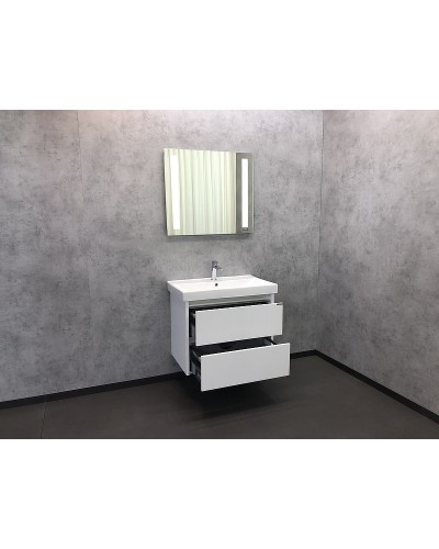 Тумба с раковиной Comforty Дублин 75 00004137103 подвесная Белый глянец