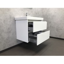 Тумба с раковиной Comforty Дублин 75 00004137103 подвесная Белый глянец