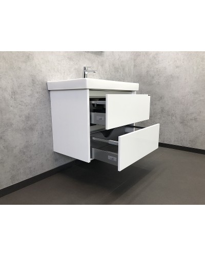 Тумба с раковиной Comforty Дублин 75 00004137103 подвесная Белый глянец