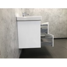 Тумба с раковиной Comforty Дублин 75 00004137103 подвесная Белый глянец