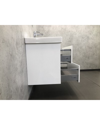 Тумба с раковиной Comforty Дублин 75 00004137103 подвесная Белый глянец
