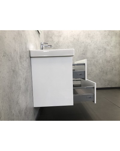 Тумба с раковиной Comforty Дублин 75 00004137103 подвесная Белый глянец