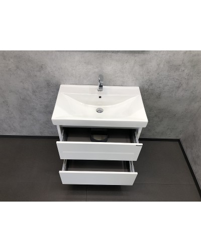 Тумба с раковиной Comforty Дублин 75 00004137103 подвесная Белый глянец