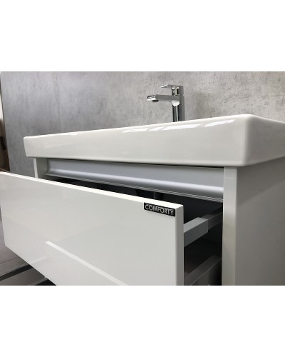 Тумба с раковиной Comforty Дублин 75 00004137103 подвесная Белый глянец
