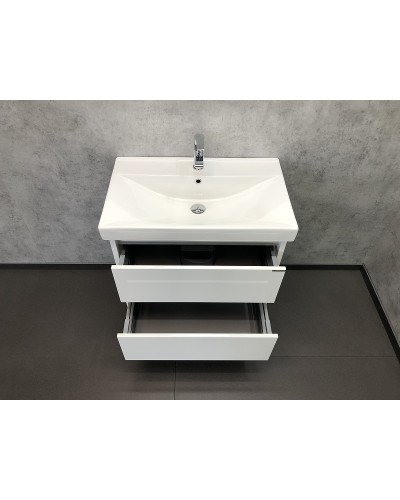 Тумба с раковиной Comforty Дублин 75 00004137103 подвесная Белый глянец