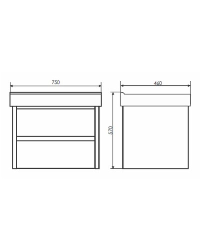 Тумба с раковиной Comforty Дублин 75 00004137103 подвесная Белый глянец