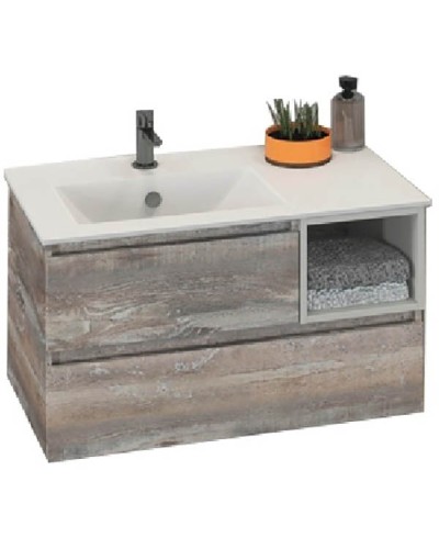 Тумба с раковиной Comforty Турин 90L 00004137135 подвесная Дуб бежевый