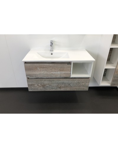 Тумба с раковиной Comforty Турин 90L 00004137135 подвесная Дуб бежевый