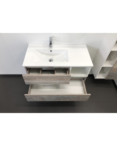 Тумба с раковиной Comforty Турин 90L 00004137135 подвесная Дуб бежевый