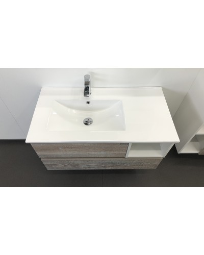 Тумба с раковиной Comforty Турин 90L 00004137135 подвесная Дуб бежевый