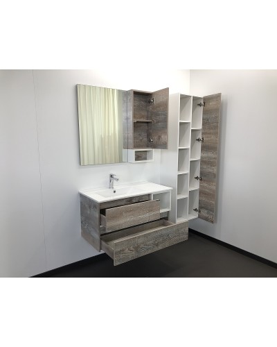 Тумба с раковиной Comforty Турин 90L 00004137135 подвесная Дуб бежевый