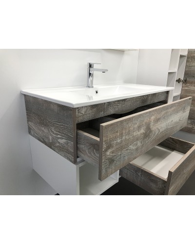 Тумба с раковиной Comforty Турин 90 00004136271 подвесная Дуб бежевый