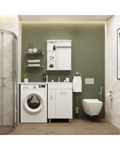 Тумба с раковиной белый глянец 120 см Onika Нави 106021 + 612002