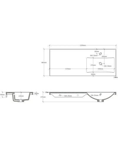 Тумба с раковиной белый глянец 120 см Onika Космос 106019 + 612002