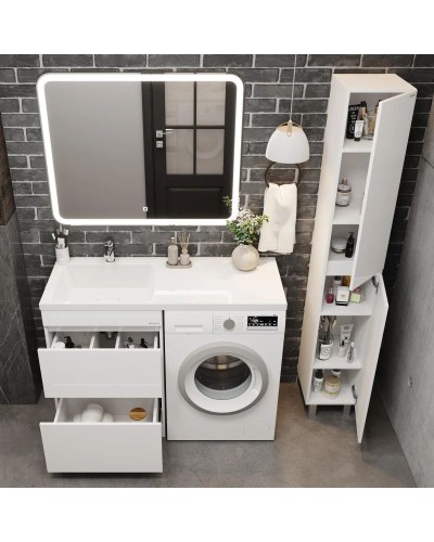 Тумба с раковиной белый глянец 120 см Onika Милтон 105801 + FC-00001871