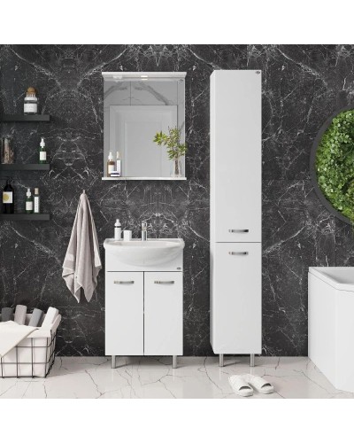 Тумба с раковиной белый глянец 55,5 см Onika Коралл 105558 + 4620008192765