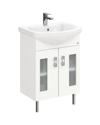 Тумба с раковиной белый глянец 55 см Onika Кристалл 105555 + 1WH501702