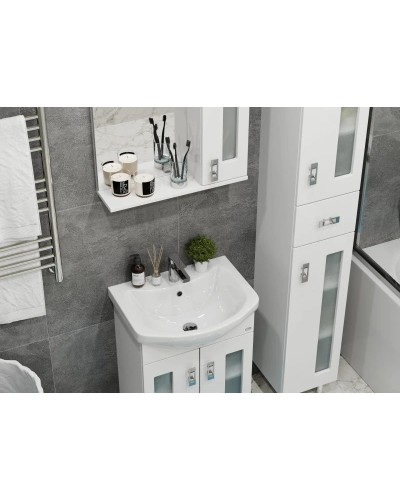 Тумба с раковиной белый глянец 55 см Onika Кристалл 105555 + 1WH501702