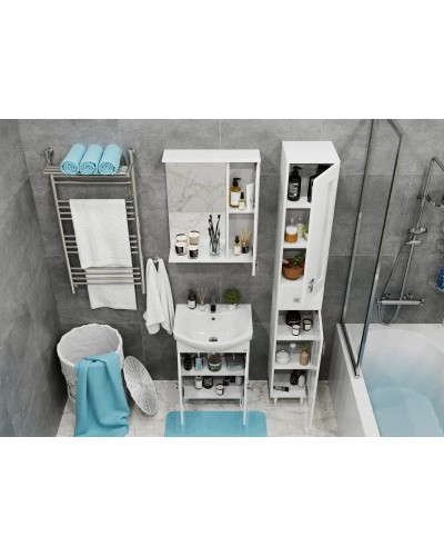 Тумба с раковиной белый глянец 55 см Onika Кристалл 105555 + 1WH501702