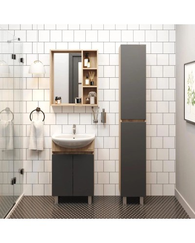 Тумба с раковиной дуб сонома/серый матовый 51 см Onika Милтон 105037 + 4620008192758