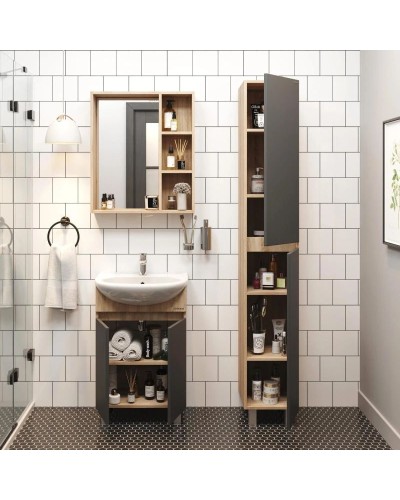 Тумба с раковиной дуб сонома/серый матовый 51 см Onika Милтон 105037 + 4620008192758