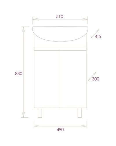 Тумба с раковиной дуб сонома/серый матовый 51 см Onika Милтон 105037 + 4620008192758