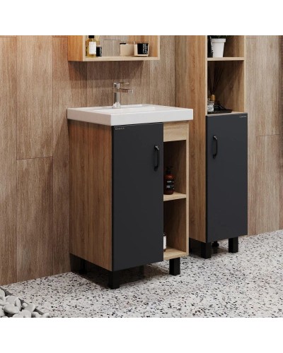 Тумба с раковиной дуб сонома/серый матовый 50 см Onika Милтон 105035 + 4630055557578