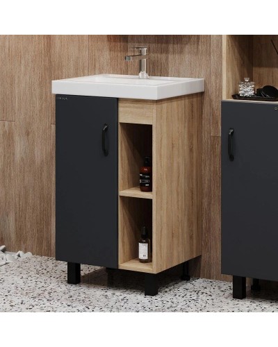 Тумба с раковиной дуб сонома/серый матовый 50 см Onika Милтон 105035 + 4630055557578