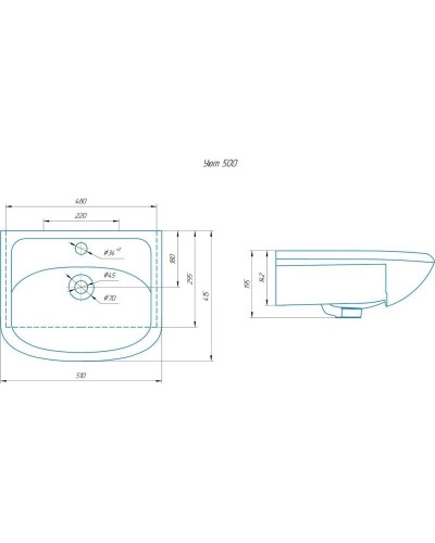 Тумба с раковиной белый глянец 51 см Onika Коралл 105032 + 4620008192758