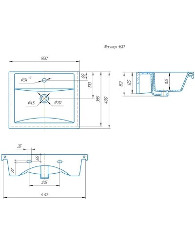 Тумба с раковиной дуб галифакс 50 см Onika Легран 105031 + 4630055557578