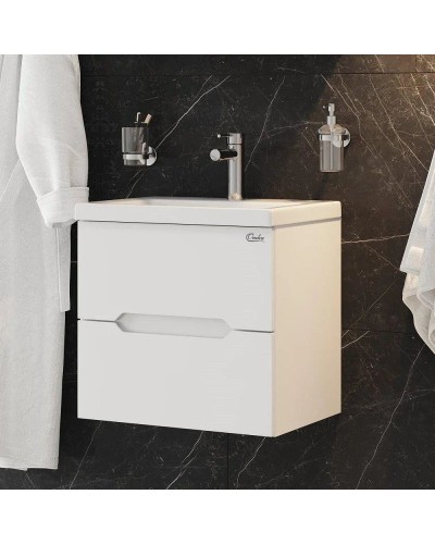 Тумба с раковиной белый глянец 50 см Onika Айленд 105021 + 4630055557578