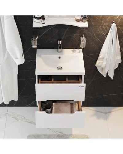 Тумба с раковиной белый глянец 50 см Onika Айленд 105021 + 4630055557578