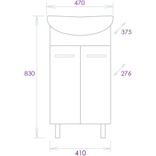 Тумба с раковиной белый глянец 47 см Onika Коралл 104701 + 604701