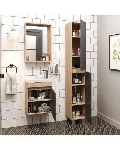 Тумба с раковиной дуб сонома/серый матовый 45,5 см Onika Милтон 104511 + 4640021065907