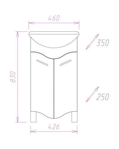 Тумба с раковиной белый глянец 46 см Onika Лайн 104504 + 4620008192741