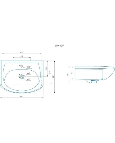 Тумба с раковиной белый глянец 46 см Onika Лайн 104504 + 4620008192741