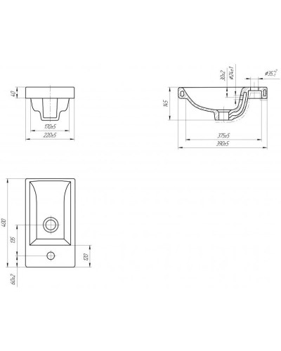 Тумба с раковиной белый глянец 40 см Onika Милтон 104007 + UM-COM40/1