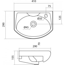 Тумба с раковиной белый глянец 41 см Onika Азов 104001 + 1WH110254