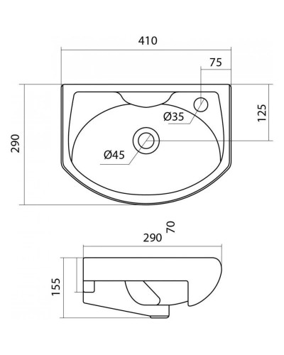 Тумба с раковиной белый глянец 41 см Onika Азов 104001 + 1WH110254