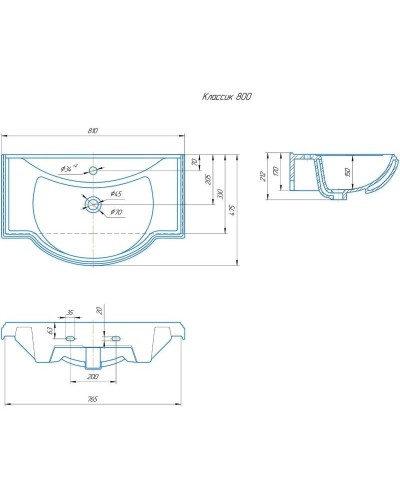 Тумба с раковиной белое дерево 81 см Onika Арно 108035 + 4620008198941