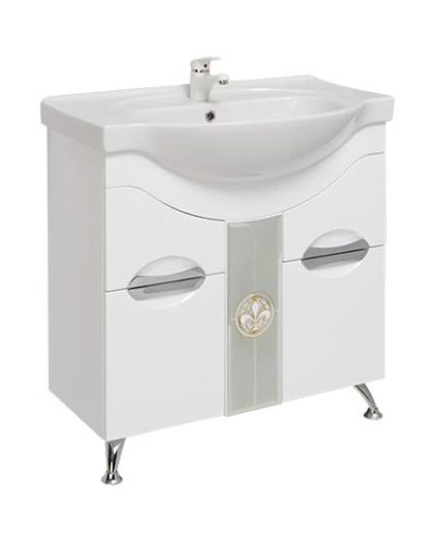 Тумба с раковиной белый глянец 79,5 см Onika Флорена 108021 + UM-ERI80/1