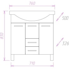 Тумба с раковиной белый глянец 76 см с бельевой корзиной Onika Моника 107502 + 1WH110259