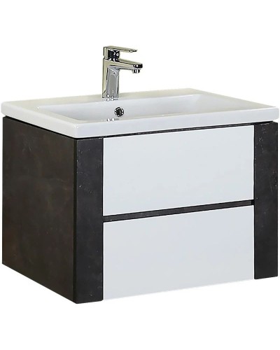 Тумба с раковиной белый глянец/ателье темный 70 см Onika Стоун 107045 + UM-COM70/1