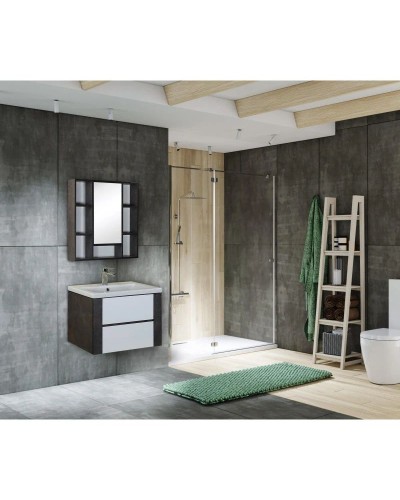 Тумба с раковиной белый глянец/ателье темный 70 см Onika Стоун 107045 + UM-COM70/1